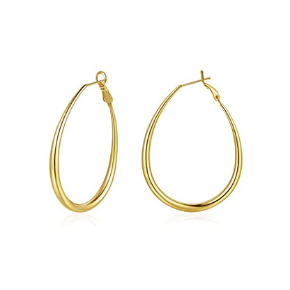 Hoop Earrings for Women, 14K Gold Sterling Silver Chunky Twisted Hoops Earring Hypoallergenic Ear Jewelry - color: Gold-45mm