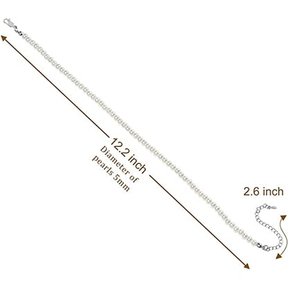 BABEYOND Round Imitation Pearl Choker Necklace Multi Strands Choker 20s Flapper Necklace Accessories for Gatsby Themed Party - style: 1-layer