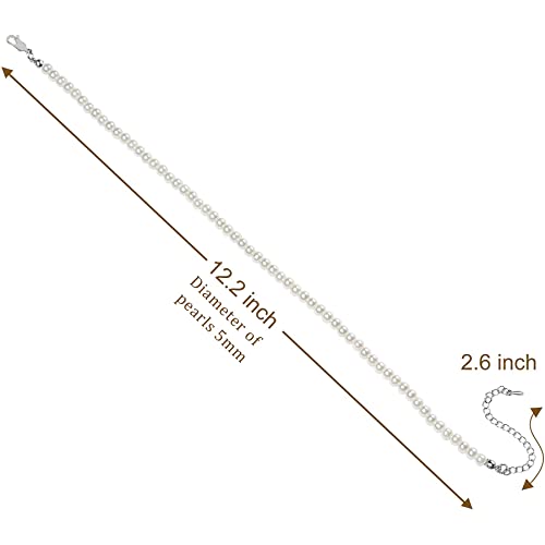 BABEYOND Round Imitation Pearl Choker Necklace Multi Strands Choker 20s Flapper Necklace Accessories for Gatsby Themed Party - style: 1-layer