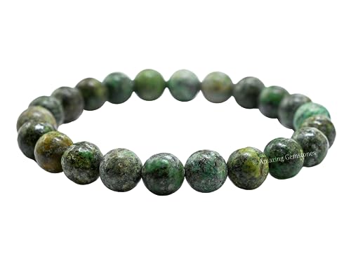 Amazing Gemstone African Turquoise Crystal Bracelet for Women Men's Gifts - Protection Healing Crystal Bracelet - 8mm Gemstone Beaded Stretchable Bracelet Pulseras Para Hombres Mujer Stocking Stuffers Mothers Day Gift - color: African Turquoise