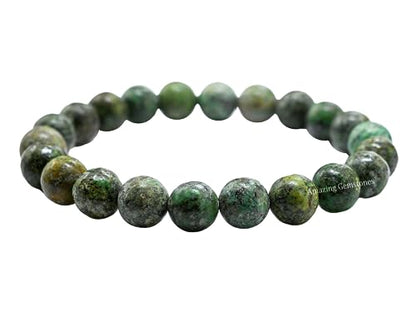 Amazing Gemstone African Turquoise Crystal Bracelet for Women Men's Gifts - Protection Healing Crystal Bracelet - 8mm Gemstone Beaded Stretchable Bracelet Pulseras Para Hombres Mujer Stocking Stuffers Mothers Day Gift - color: African Turquoise