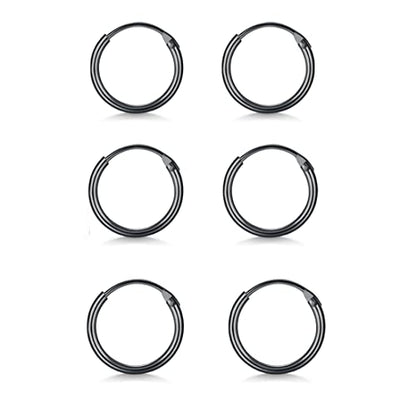 EPIRORA Silver Hoop Earrings- Cartilage Endless Small Hoop Earrings Set for Women Men, 3 Pairs of Hypoallergenic 925 Sterling Silver Tragus Earrings Nose Lip Rings - color: 3 Pairs(8mm*3)-Black