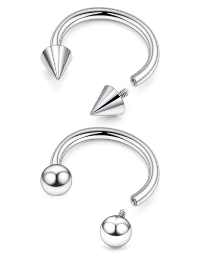F136 Titanium 20/18/16/14/12/8/4/2g Septum Nose Rings Gauge Earrings Lip Rings Prince Albert Jewelry Internally Threaded Horseshoe Hoop Piercings - size: 14g*12mm