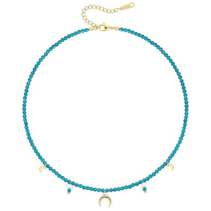 KissYan Beaded Choker Necklace for Women, Colorful Natural Gemstones Pearl Choker 14K Gold Plated Pendant Healing Crystal Necklace Handmade Stone Jewelry Gift | 14K Gold Plated Pendant Necklaces, Natural Gemstones Pearl Choker, Healing Crystal Chain, Hand