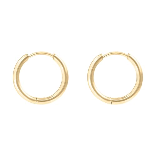 18K Gold Plated Huggie Hoop Earrings, Classic Round Waterproof Hoops, Hypoallergenic Stainless Steel, Lightweight Stackable Earrings for Women, Multiple Sizes - color: Classic - 10mm