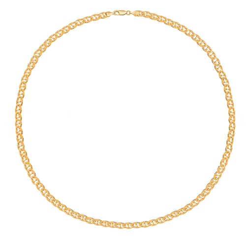 Savlano 925 Sterling Silver Chain Anklet Rope, Figaro, Mariner, Curb - 18K Gold Plated Chain Anklet Available in 9, 10 and 11 - Inches for Women Comes with a Gift Box - Made in Italy - style: Mariner 2mm