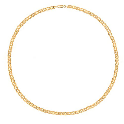 Savlano 925 Sterling Silver Chain Anklet Rope, Figaro, Mariner, Curb - 18K Gold Plated Chain Anklet Available in 9, 10 and 11 - Inches for Women Comes with a Gift Box - Made in Italy - style: Mariner 2mm