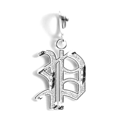 Personalized Gothic Old English Sterling Silver Initial A-Z Pendant. - style: P