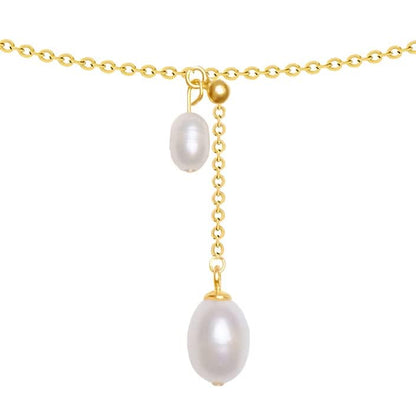 925 Sterling Silver Dainty Freshwater Cultured Pearl Choker Necklace White Genuine Real Pearl Charm Necklaces Jewelry Gifts for Her - color: Choker Y-Gold