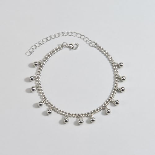 MXUHUI Boho White Beads Pearl Dangle Anklet Beaded Pearl Bracelet Foot Chain Stretch Anklet Summer Beach Jewelry for Women - color: Beads