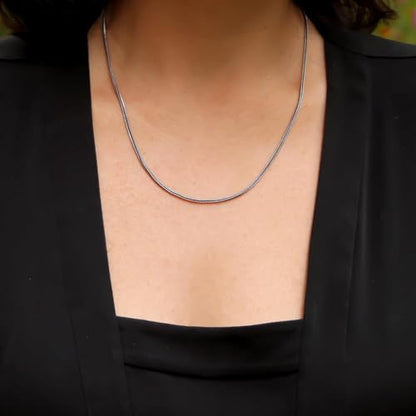 Solid 925 Sterling Silver Foxtail Chain Necklace, Width 1.5mm - Oxidized Non-Tarnish Unisex Snake Design Wheat Chain Necklace for Men Women 17.7" 19.7" 21.6" 23.6" Inch - Handmade - style: 17.7" - 45 cm