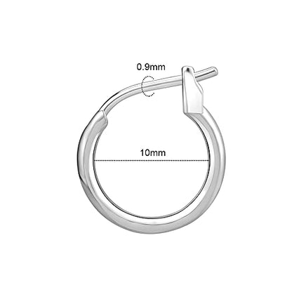 AoedeJ 925 Sterling Silver Hoop Earrings Small Hoop Earrings for Women | High Polished Round Tiny Click-Top Hoop Earrings, Small Clasp Hoop Piercing Earrings - color: Inner Diameter-10mm 3/8''