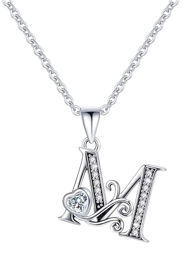 S925 Sterling Silver Initial Letter Necklaces for Women Dainty Letter Chain Necklace for Women Personalized Jewelry Gifts - style: M
