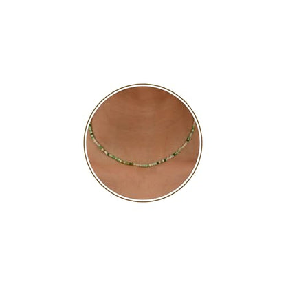 JSJOY Tiny Crystal Beaded Choker Necklaces for Women Colorful Beaded Necklace Dainty Choker Necklaces Simple Boho Jewelry Gifts for Teens Handmade Shining Bead Necklaces Gifts - color: Green
