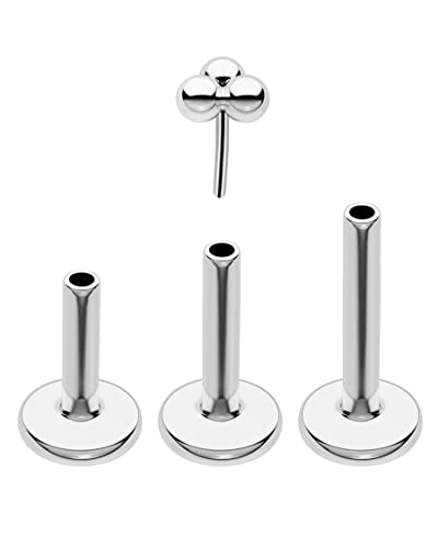 Cocharm G23 Titanium 16g Helix Cartilage Earrings Threadless 6mm, 8mm, 10mm Cluster Ear Studs Tragus Conch Piercing 16 Gauge Surgical Steel Medusa Stud - color: Silver