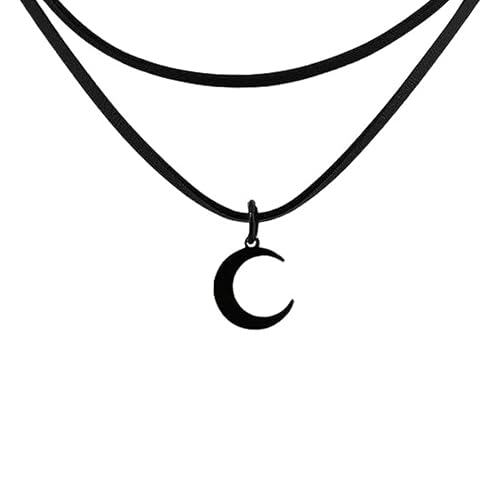 Gothic Gift Black Choker Necklace for Women, Goth Adjustable Y2K Collar Necklaces Halloween Vampire Accessories Fashion Jewelry - color: Black Moon