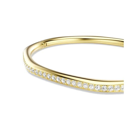 Swarovski Dextera bangle, Octagon shape, Round cut, White, Gold-tone plated