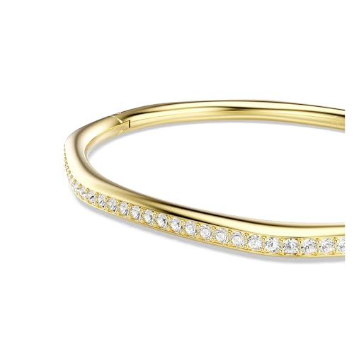 Swarovski Dextera bangle, Octagon shape, Round cut, White, Gold-tone plated