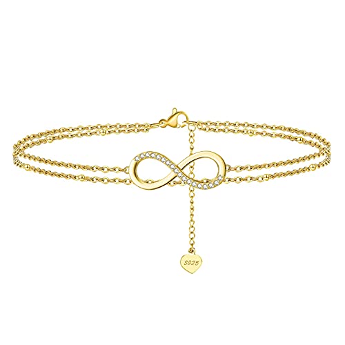 Anklet for Women S925 Sterling Silver Adjustable Foot Chain Ankle Bracelet Anklets Jewelry