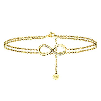 Anklet for Women S925 Sterling Silver Adjustable Foot Chain Ankle Bracelet Anklets Jewelry