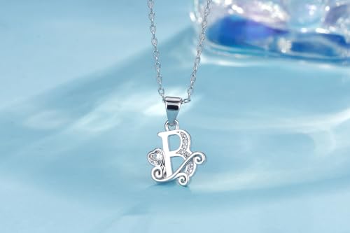 S925 Sterling Silver Initial Letter Necklaces for Women Dainty Letter Chain Necklace for Women Personalized Jewelry Gifts - style: B
