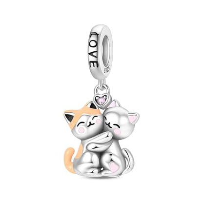 925 Sterling Silver Charms fits Bracelets and Necklace Pendant Bead Charms Jewelry Gift for Women Family Friends - style: Cat Charm