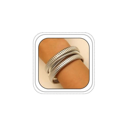 Chunky Gold Layered Cuff Bracelet for Women Men, Modern Geometric Textured Twisted Wide Open Bangle Bracelet Y2k Trendy Statement Jewelry Punk Gifts - color: Silver