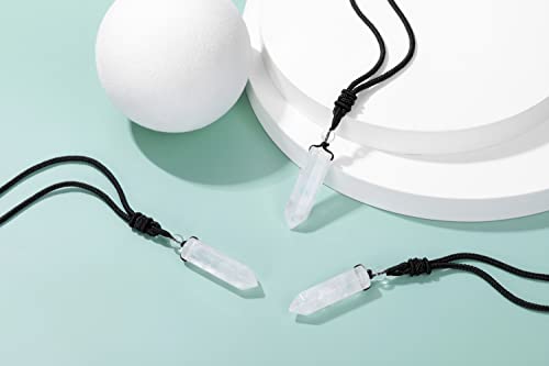 Top Plaza Healing Crystal Stone Necklaces for Men Hexagonal Pendant Necklaces Adjustable Braided Rope Natural Gemstone Necklace Jewelry Christmas Gift for Dad, Husband - color: Clear Quartz