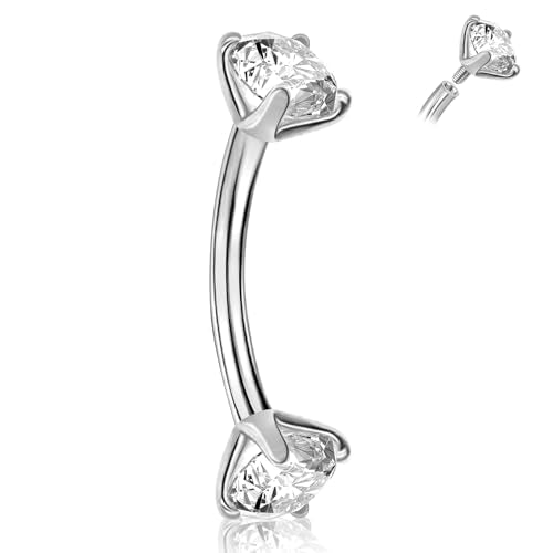 3-12 Pcs 14G Belly Button Rings Belly Rings for Women CZ Opal Navel Rings Belly Piercings Jewelry Belly Barbells Stainless Steel Body Belly Button Piercing Jewelry - color: Silver-Titanium steel