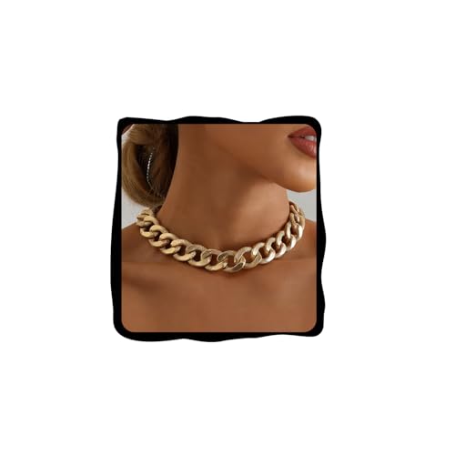 Cuban Link Chain Necklace Punk Belt Buckle Shaped Chunky Choker Necklace Statement Thick Chain Necklace Jewelry Gifts for Women Men - color: Style3