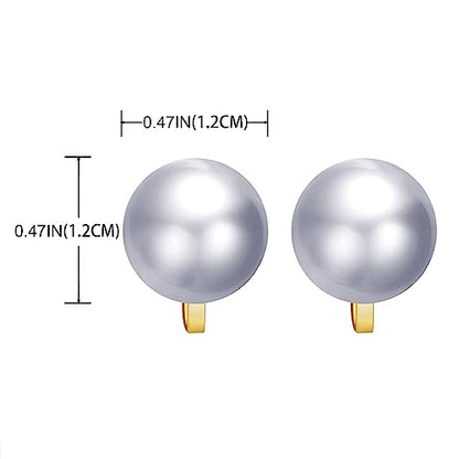 YOQUCOL Simulated Freshwater Pearl Clip On Earrings Not Pierced Elegant Stud Jewelry For Women - color: 12MM-Metallic Grey