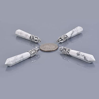 Justinstones Hexagonal Pointed Reiki Chakra Pendant Stainless Steel Chain Necklace 20 Inch Iron Gift Box - color: Howlite