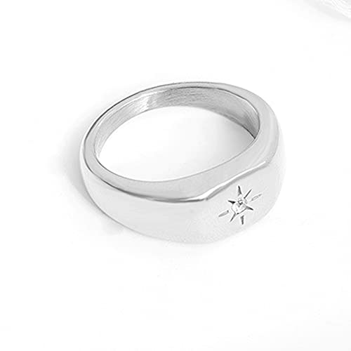 Jude Jewelers Stainless Steel Sunshine Signet Style Fashion Dainty Wedding Promise Festival Birthday Pinky Ring - color: Silver