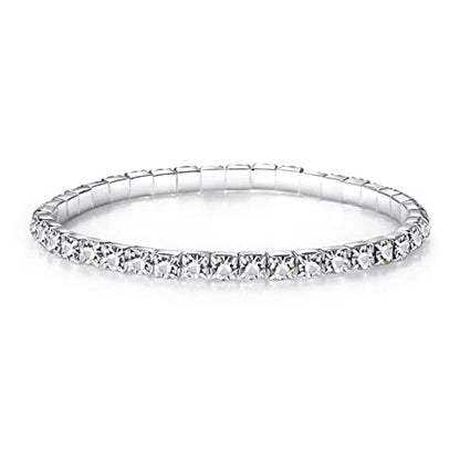 Fesciory Heart Rhinestone Ankle Bracelets for Women, Adjustable Silver Plated Shiny Tennis Anklets, Twinkle Cubic Zircon Imitation Diamond Anklet Foot Chain Jewelry Gifts - color: Single Row Rhinestone