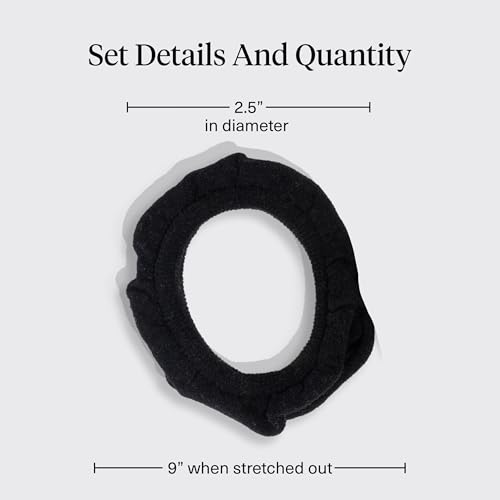 Kitsch Petal Hair Ties No Damage - Black, 10pcs | Strong, Stretchy & Snag-Free Hair Bands – Soft Fabric Ponytail Holders, Stylish Elastics for Everyday Hairstyles - color: Black Petal (Pack of 10)