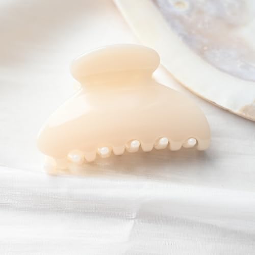 Handmade Celluloid Acetate French Design Barrettes Tortoise Shell Claws Hair Claw Luxury Fashion Accessories Hair Clip for Women (cream white) - color: cream white