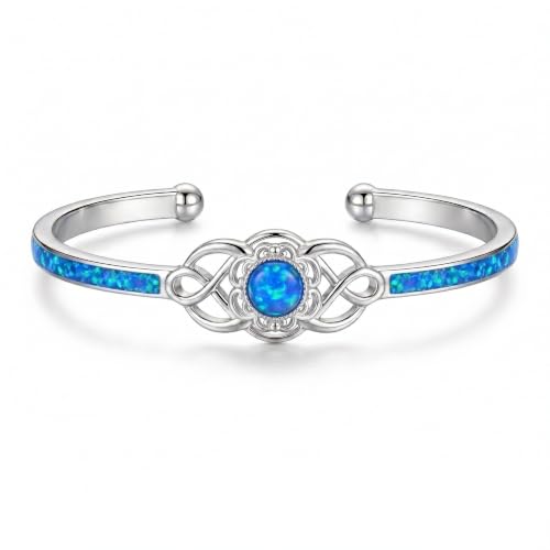 Cuff Bracelet for Women Infinity Open Bangle Adjustable Bracelet Jewelry for Her - color: Blue Opal