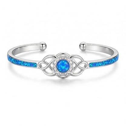 Cuff Bracelet for Women Infinity Open Bangle Adjustable Bracelet Jewelry for Her - color: Blue Opal