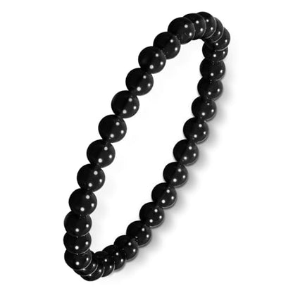 Agate Round Beaded Bracelet for Women Men Natural Agates Stone Healing Bracelets Stretch Elastic Handmade Polished Gemstone Beads Bracelet - color: Black, size: 6mm Beads