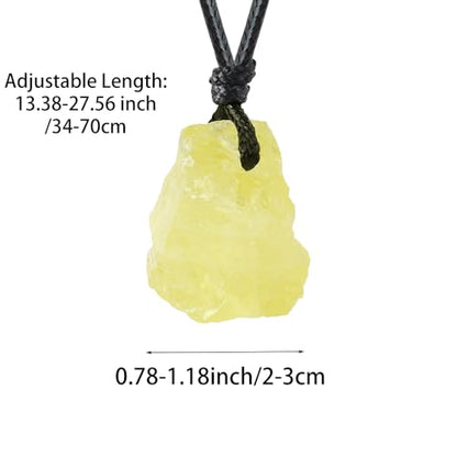 Natural Raw Crystal Necklace for Women Irregular Stone Necklaces Spiritual Gemstone Pendant with Adjustable Rope - color: A-Citine