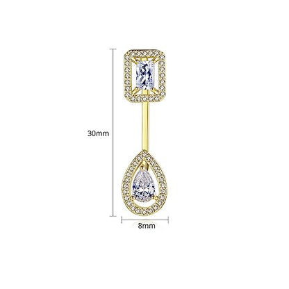 Gold Plated Geometric Style Sparkly Dainty Rectangle Teardrop Shaped AAAAA Australia Crystal with Cubic Zirconia Y Necklace Fashion Jewelry for Women & Teen Girls - color: Teardrop White Gold