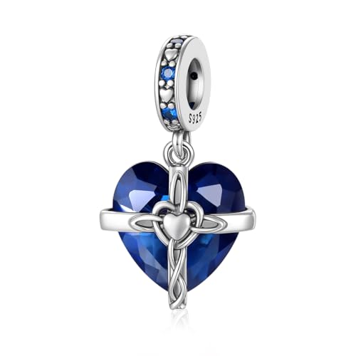 Birthstone Charm, 925 Sterling Silve Heart Dangle Charms for Pandora Bracelets, Ladies Birthday Gift - style: I-September