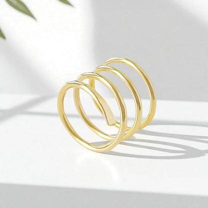 14K Gold Filled Made to Order Spiral Ring for Women. Wraparound Coil Ring. Modern Trendy Swirl. Hammered 14kt Yellow Gold Filled Stacking Rings. Artisan Handmade Personalized Statement Open Ring