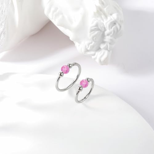 ONESING 9-40 Pcs Nose Rings - Hoops, Studs & L Shape - Hypoallergenic Stainless Steel Nose Piercings for Women & Men - color: Pink Opal-2Pcs