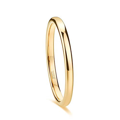 TRUMIUM 2mm 4mm 6mm 8mm Tungsten Wedding Band Ring for Men Women Silver/Rose Gold Plated/Rainbow/Gold Plated Domed High Polish Engagement Promise Rings Comfort Fit 4-15 - color: 2mm 24k gold plated