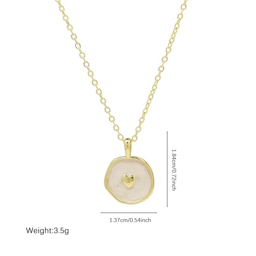 Dainty Necklace Initial Necklace For Women Round Moon star Clover Pendant Chain Coin Necklaces - color: Q