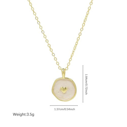 Dainty Necklace Initial Necklace For Women Round Moon star Clover Pendant Chain Coin Necklaces - color: Q