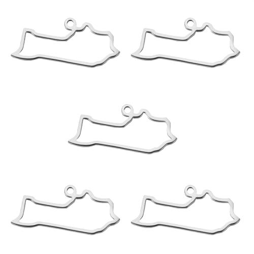 kkjoy 5Pcs Hollow Continents Maps of USA Pendant Charms for Jewelry Making and Crafting, Stainless Steel Mini Charm Craft Supplies Accessories for DIY Bracelet Necklace Earrings - color: Hollow Kentucky Map - Silver