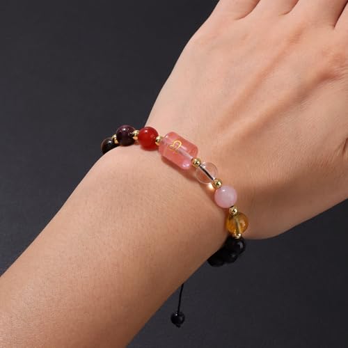 Zodiac Bracelets for Women 12 Constellations Healing Crystal Stone Beads Bracelet Birthday Zodiac Gifts Horoscope Spiritual Bracelet - color: Leo-2