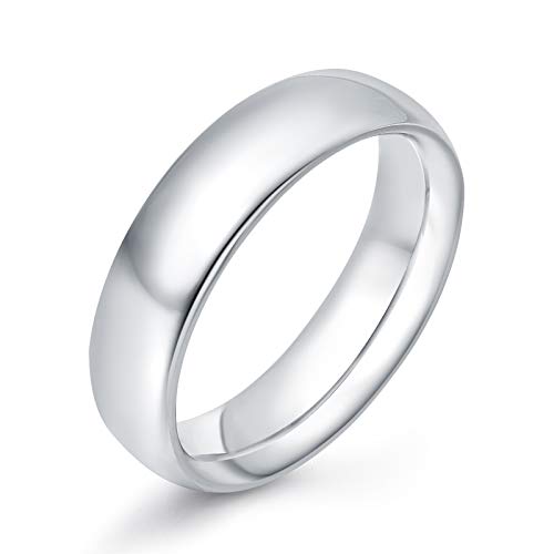 KAZITSAN 2mm 4mm 6mm Stainless Steel Rings for Women Men High Polish Plain Dome Silver/Gold/Rose Gold Wedding Band Comfort Fit - color: 6mm-Silver